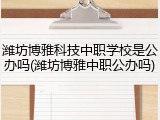 潍坊博雅科技中职学校是公办吗(潍坊博雅中职公办吗)
