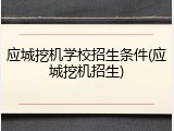 应城挖机学校招生条件(应城挖机招生)