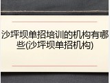 沙坪坝单招培训的机构有哪些(沙坪坝单招机构)