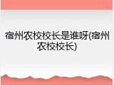 宿州农校校长是谁呀(宿州农校校长)