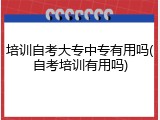 培训自考大专中专有用吗(自考培训有用吗)