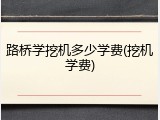 路桥学挖机多少学费(挖机学费)