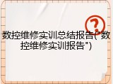 数控维修实训总结报告("数控维修实训报告")