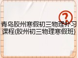 青岛胶州寒假初三物理补习课程(胶州初三物理寒假班)