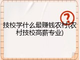 技校学什么最赚钱农村(农村技校高薪专业)