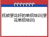 抚顺望花好的单招培训(望花单招培训)