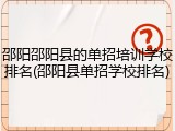 邵阳邵阳县的单招培训学校排名(邵阳县单招学校排名)
