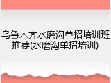 乌鲁木齐水磨沟单招培训班推荐(水磨沟单招培训)