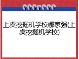上虞挖掘机学校哪家强(上虞挖掘机学校)