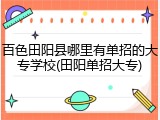百色田阳县哪里有单招的大专学校(田阳单招大专)