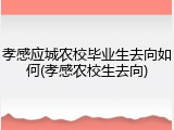 孝感应城农校毕业生去向如何(孝感农校生去向)
