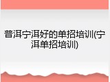 普洱宁洱好的单招培训(宁洱单招培训)