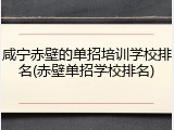 咸宁赤壁的单招培训学校排名(赤壁单招学校排名)