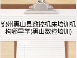 锦州黑山县数控机床培训机构哪里学(黑山数控培训)