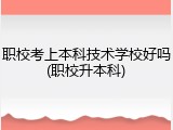 职校考上本科技术学校好吗(职校升本科)