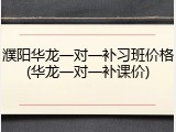 濮阳华龙一对一补习班价格(华龙一对一补课价)