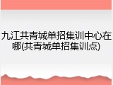 九江共青城单招集训中心在哪(共青城单招集训点)