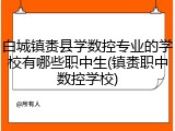白城镇赉县学数控专业的学校有哪些职中生(镇赉职中数控学校)