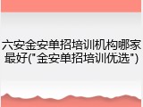 六安金安单招培训机构哪家最好("金安单招培训优选")