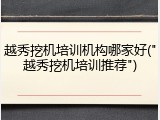 越秀挖机培训机构哪家好("越秀挖机培训推荐")