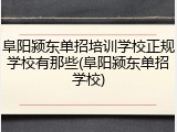 阜阳颍东单招培训学校正规学校有那些(阜阳颍东单招学校)