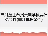 普洱墨江单招集训学校要什么条件(墨江单招条件)
