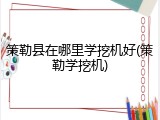 策勒县在哪里学挖机好(策勒学挖机)