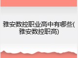 雅安数控职业高中有哪些(雅安数控职高)