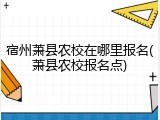 宿州萧县农校在哪里报名(萧县农校报名点)