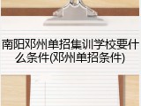 南阳邓州单招集训学校要什么条件(邓州单招条件)