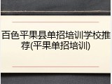 百色平果县单招培训学校推荐(平果单招培训)
