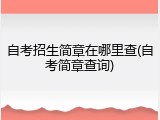 自考招生简章在哪里查(自考简章查询)