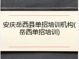 安庆岳西县单招培训机构(岳西单招培训)