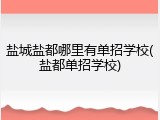 盐城盐都哪里有单招学校(盐都单招学校)
