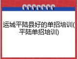 运城平陆县好的单招培训(平陆单招培训)