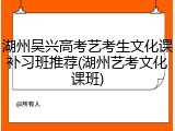 湖州吴兴高考艺考生文化课补习班推荐(湖州艺考文化课班)