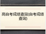 高自考成绩查询(自考成绩查询)