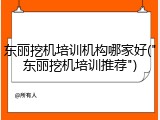 东丽挖机培训机构哪家好("东丽挖机培训推荐")