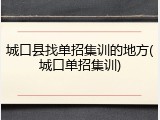 城口县找单招集训的地方(城口单招集训)
