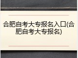 合肥自考大专报名入口(合肥自考大专报名)