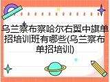 乌兰察布察哈尔右翼中旗单招培训班有哪些(乌兰察布单招培训)