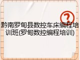 黔南罗甸县数控车床编程培训班(罗甸数控编程培训)