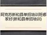 阿克苏新和县单招培训班哪家好(新和县单招培训)