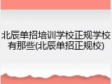 北辰单招培训学校正规学校有那些(北辰单招正规校)