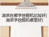 湖滨在哪学挖掘机比较好(湖滨学挖掘机哪里好)