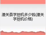 潼关县学挖机多少钱(潼关学挖机价格)