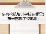 东兴挖机培训学校在哪里(东兴挖机学校地址)