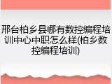 邢台柏乡县哪有数控编程培训中心中职怎么样(柏乡数控编程培训)