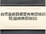 自贡富顺县哪里有单招培训班(富顺单招培训)