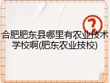 合肥肥东县哪里有农业技术学校啊(肥东农业技校)